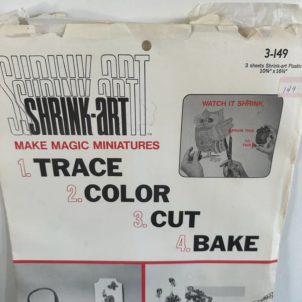 New VTG Shrink Art Shrinky Plastic Crafts Artis‎ Incorporated Original 3 Sheet